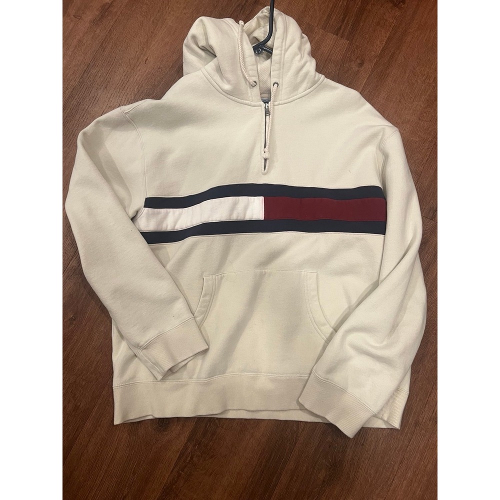Tommy Hilfiger Color Block Quarter Zip Hoodie (almost vintage) size Large